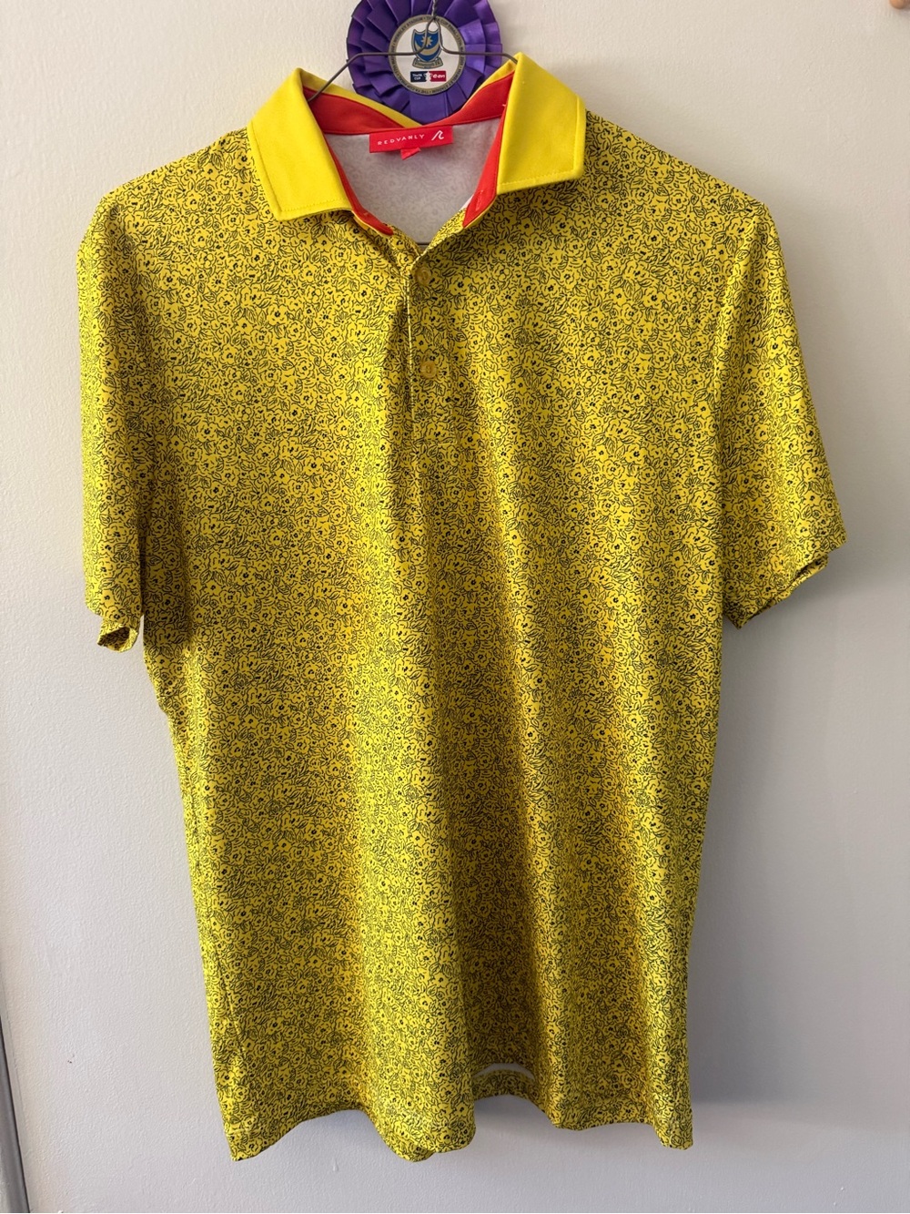 Redvanly New (without tags) Men's Yellow Printed Polo with Contrast Collar
